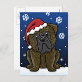 かわいいのBrindle Bullmastiffのクリスマスの郵便はがき シーズンポストカード (正面/裏面)