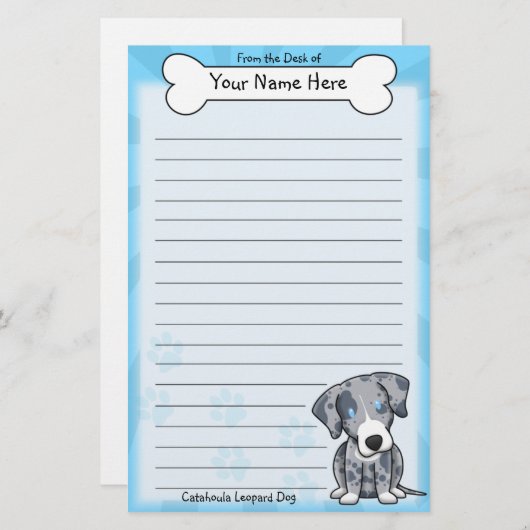 かわいいのCatahoulaのヒョウ犬の文房具 便箋 (正面/裏面)