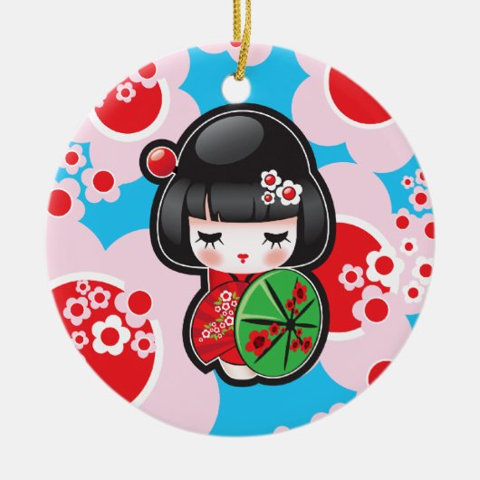 かわいいのKokeshiの人形 セラミックオーナメント (正面)