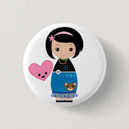 かわいいのKokeshi Pin 缶バッジ (正面)