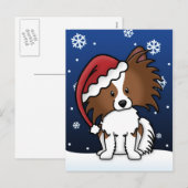 かわいいのPapillonのクリスマスの郵便はがき シーズンポストカード (正面/裏面)