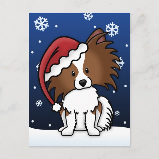 かわいいのPapillonのクリスマスの郵便はがき シーズンポストカード (正面)