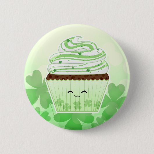 かわいいのSt patricks dayのかわいいカップケーキ 缶バッジ (正面)