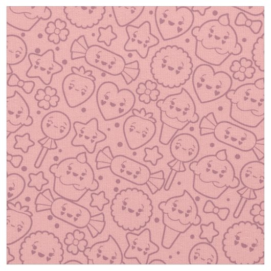 かわいいはかわいいケーキと模造します ファブリック (クローズアップ)