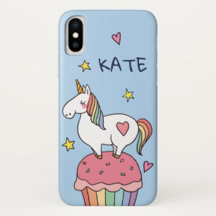 かわいいはかわいいダドルの虹の一角獣と星 iPhone X ケース