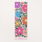 かわいいはっきりしたカラフル花模様名 |ピンク ヨガマット (正面)