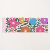 かわいいはっきりしたカラフル花模様名 |ピンク ヨガマット (正面(横))