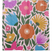 かわいいはっきりした花カラフル女の子 シャワーカーテン (正面)