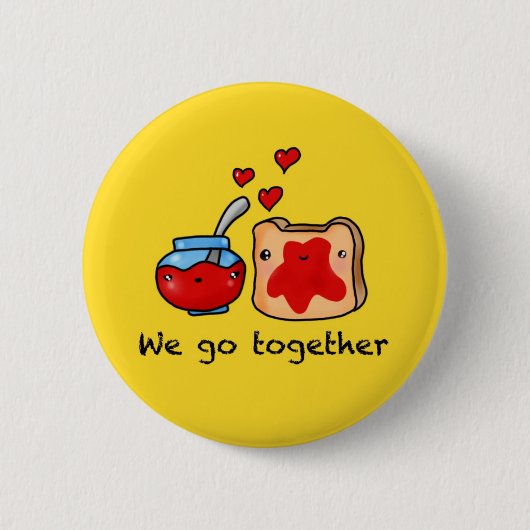かわいいはジャムとトースト漫画のように一緒に行く 缶バッジ (正面)