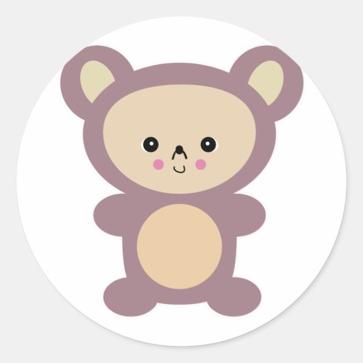 かわいいはテディベア ラウンドシール (正面)
