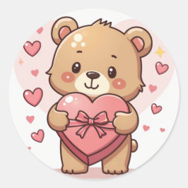 かわいいはハート状チョコレートボックスを持つ ラウンドシール