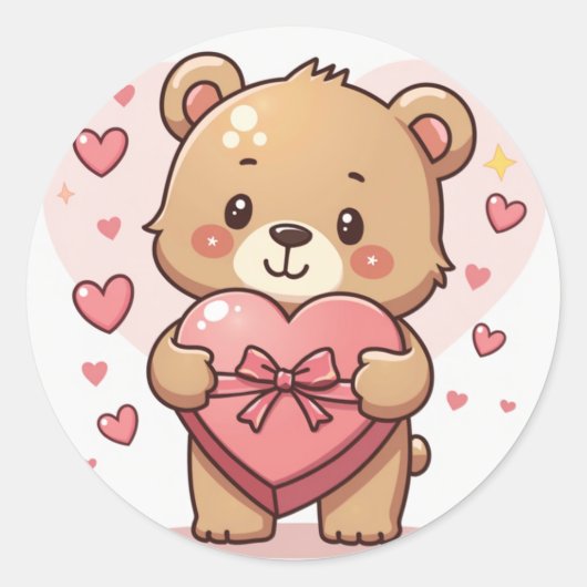 かわいいはハート状チョコレートボックスを持つ ラウンドシール (正面)