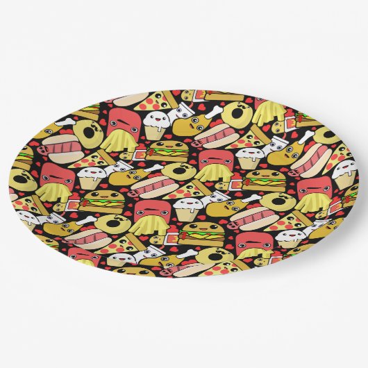 かわいいはパターングルメのキャラクター絶食します ペーパープレート (アングル)