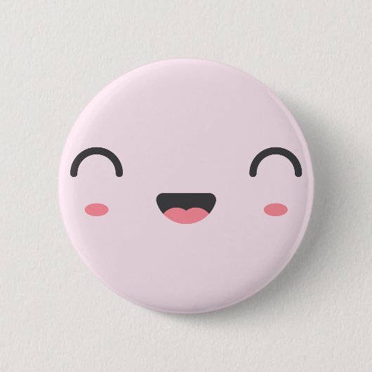 かわいいは丸い目で顔を笑わせている 缶バッジ (正面)