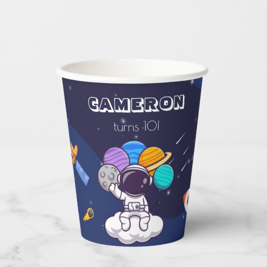 かわいいは地球に優し再利用可能な青い宇宙飛行士 紙コップ (正面)