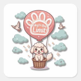 かわいいは熱気球でシープドッグ スクエアシール