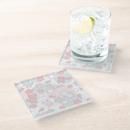 かわいいは落書きと模造します ガラスコースター (アングル)