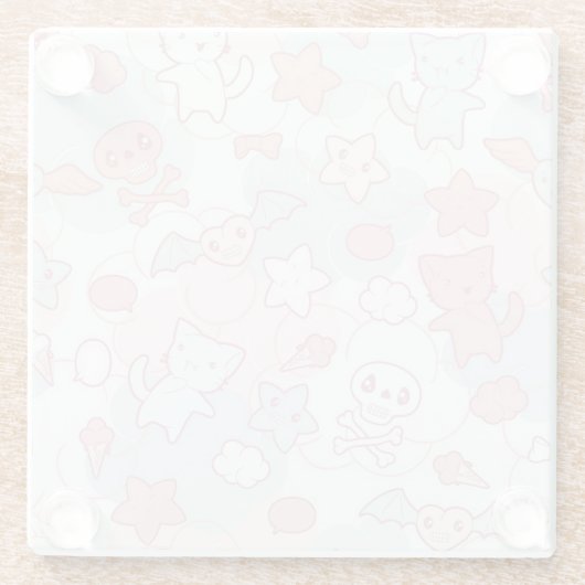 かわいいは落書きと模造します ガラスコースター (裏面)