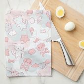 かわいいは落書きと模造します キッチンタオル (四つ折り)