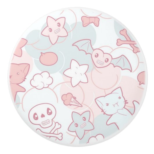 かわいいは落書きと模造します セラミックノブ (正面)