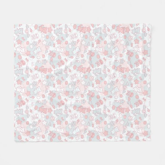 かわいいは落書きと模造します フリースブランケット (正面(横))