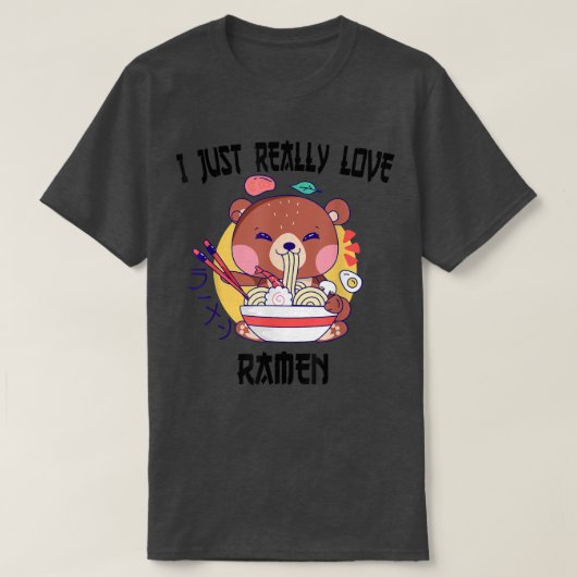かわいいは食べラーメン日本のアニメ Tシャツ (デザイン正面)