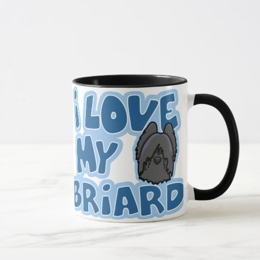 かわいいはI愛します私のBriard (黒)を マグカップ (右)