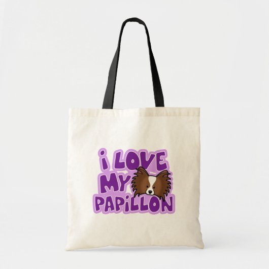 かわいいはI私のPapillonを愛します トートバッグ (正面)