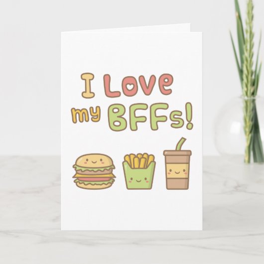 かわいいはI親友のための私のBFFsの食糧落書きを愛します カード (正面)