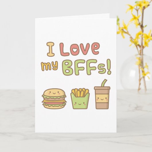 かわいいはI親友のための私のBFFsの食糧落書きを愛します カード (黄色い花)