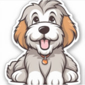 かわいいひげのあるコリーパピー シール (正面)