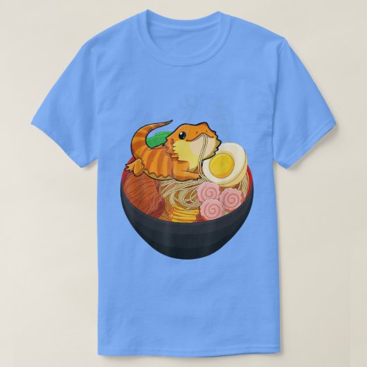 かわいいひげ竜ラーメン日本のアニメT Tシャツ (デザイン正面)