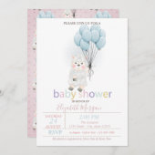 かわいいひつじの赤ちゃんのシャワー 招待状 (正面/裏面)