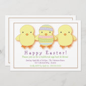 かわいいひなイースター卵飾りパーティの招待状 招待状 (正面/裏面)