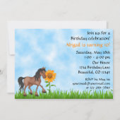 かわいいひまわりと馬の誕生日パーティー招待状 招待状 (裏面)