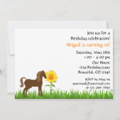 かわいいひまわりと馬の誕生日パーティー招待状 招待状 (裏面)