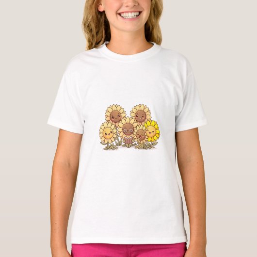 かわいいひまわりの友達Tシャツ Tシャツ (正面)