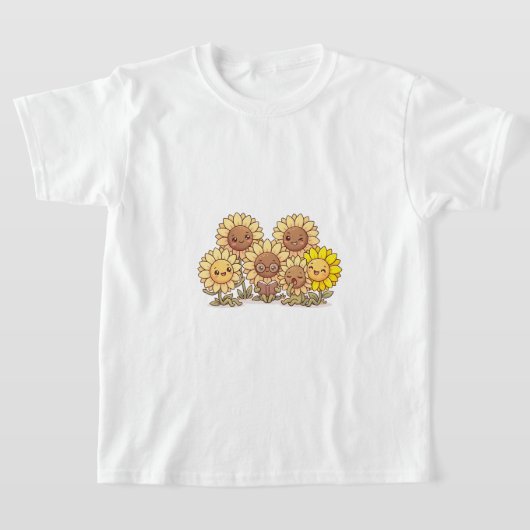 かわいいひまわりの友達Tシャツ Tシャツ (レイダウン)