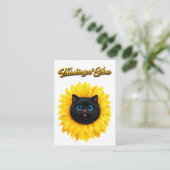かわいいひまわりの黒猫の顔 あなたを想って エンクロージャーカード (スタンド正面)
