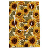 かわいいひまわりタイル模様 ミディアムペーパーバッグ (正面)