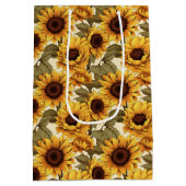 かわいいひまわりタイル模様 ミディアムペーパーバッグ (裏面)