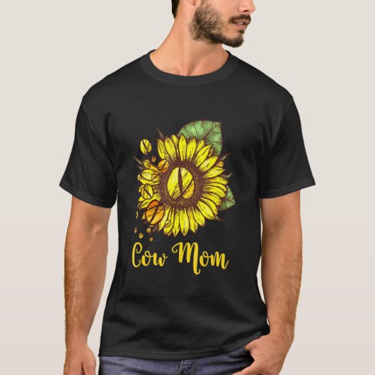 かわいいひまわり牛ママ可愛い Tシャツ (正面)