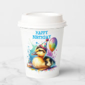 かわいいひよこお誕生日おめでとう 紙コップ (正面)