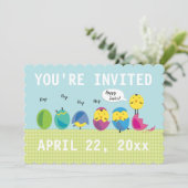 かわいいひよこのイースターエッグの狩りの招待状 招待状 (スタンド正面)