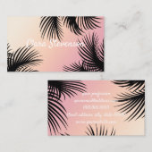 かわいいひよこのピンクの黄色のグラデーションな熱帯シュロの葉 名刺 (正面/裏面)