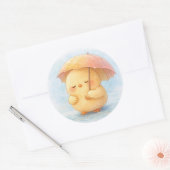 かわいいひよこアルマの雨の日イラスト ラウンドシール (封筒)