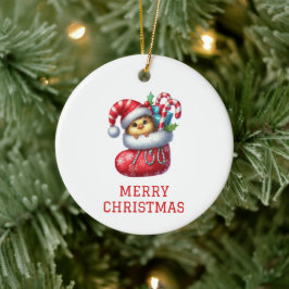 かわいいひよこクリスマス セラミックオーナメント