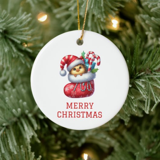 かわいいひよこクリスマス セラミックオーナメント (ツリー)