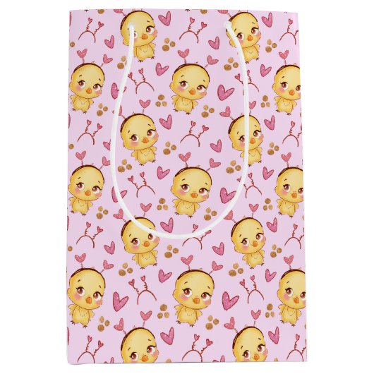 かわいいひよこハート ギフトバッグ (正面)