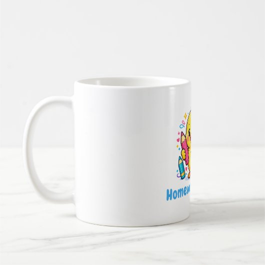 かわいいひよこ宿題また面白い学校のコーヒーマグ コーヒーマグカップ (左)